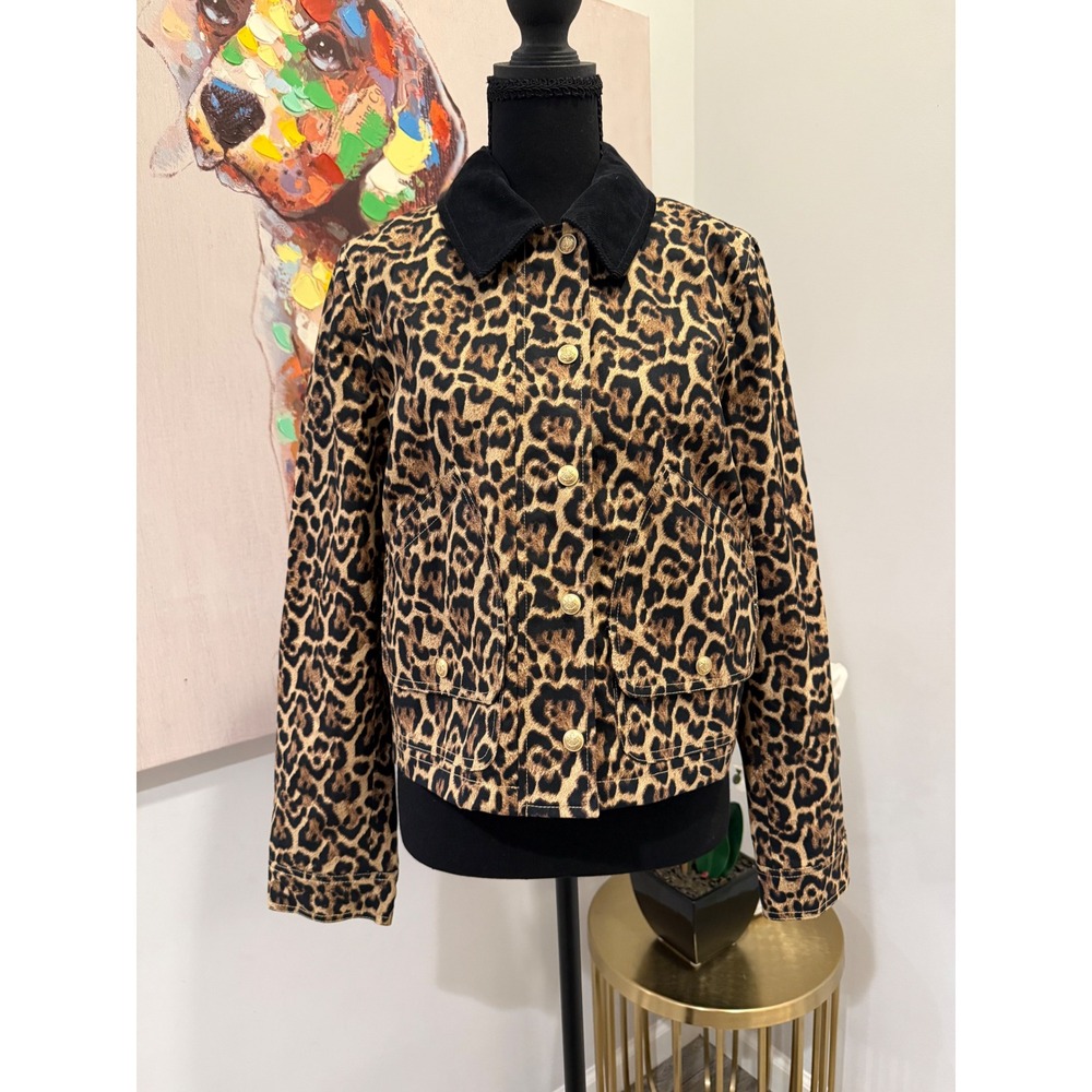 J.Crew Leopard Print Canvas Barn Jacket, S